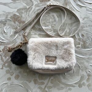 Juicy Couture Cream and Black Plush Crossbody Bag